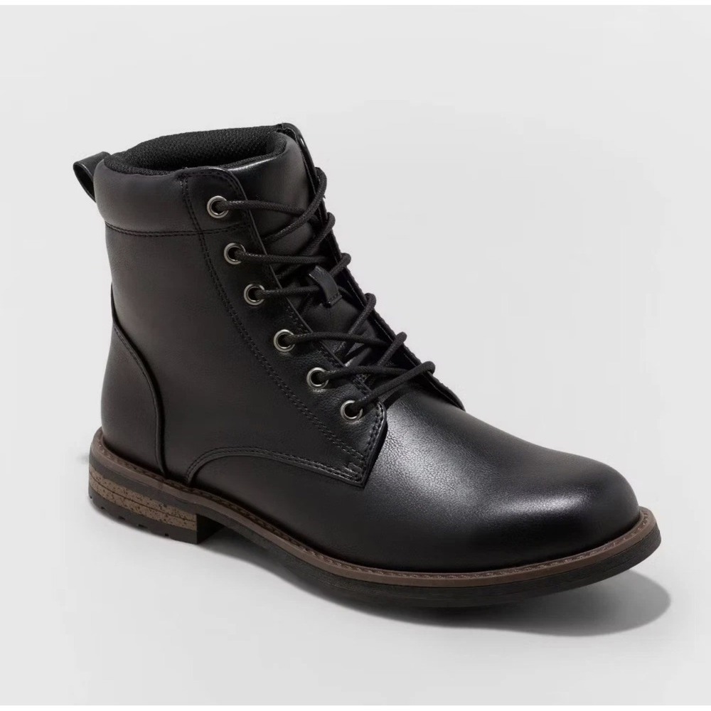 Goodfellow & Co Mens Faux Suede Lace-Up Mid Calf Combat Boots Block